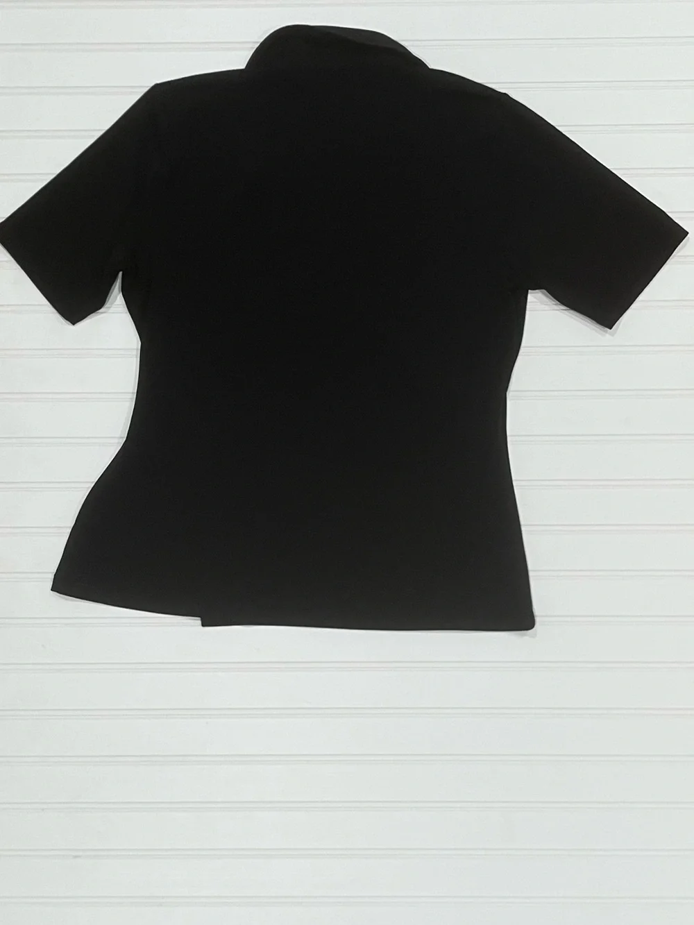 Michael Kors Classic Black Short-Sleeve Wrap Top, Size Large